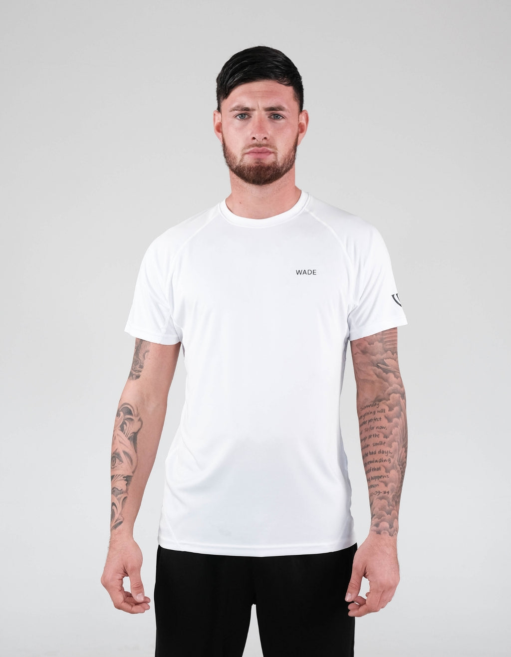 Wade panelled icon logo tee white