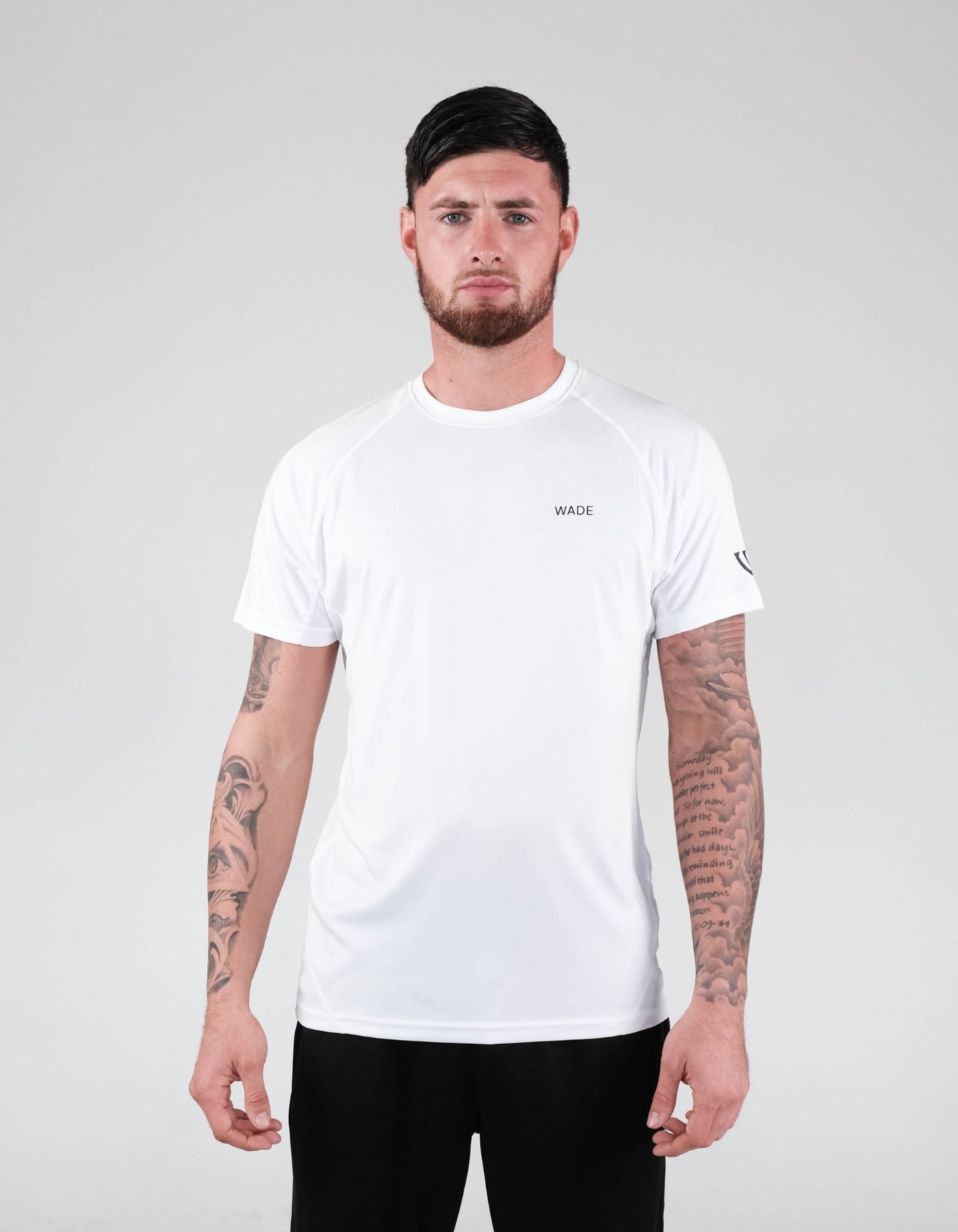Wade panelled icon logo tee white