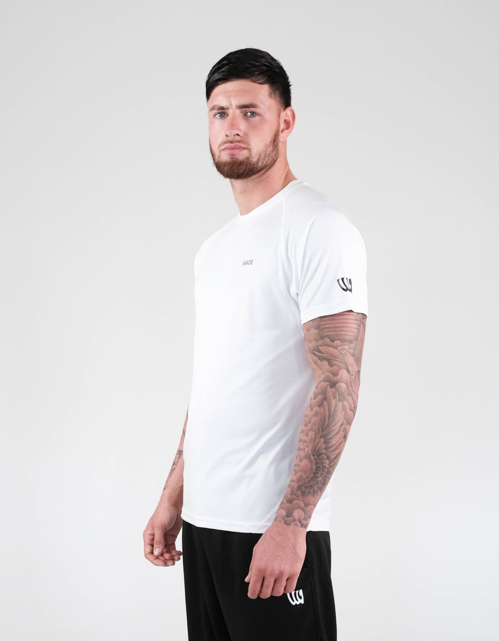 Wade panelled icon logo tee white