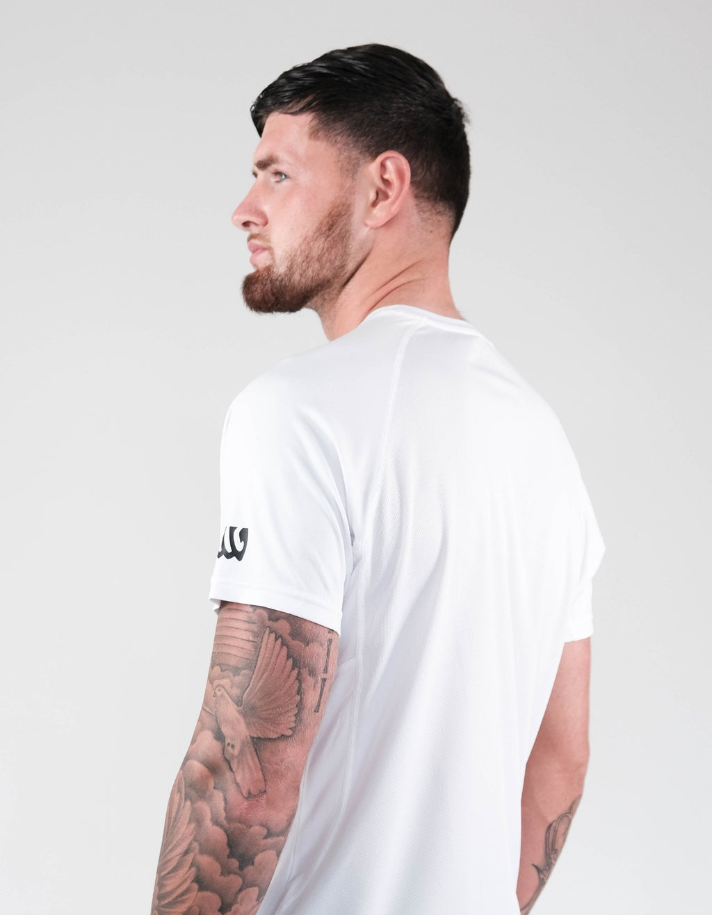 Wade panelled icon logo tee white