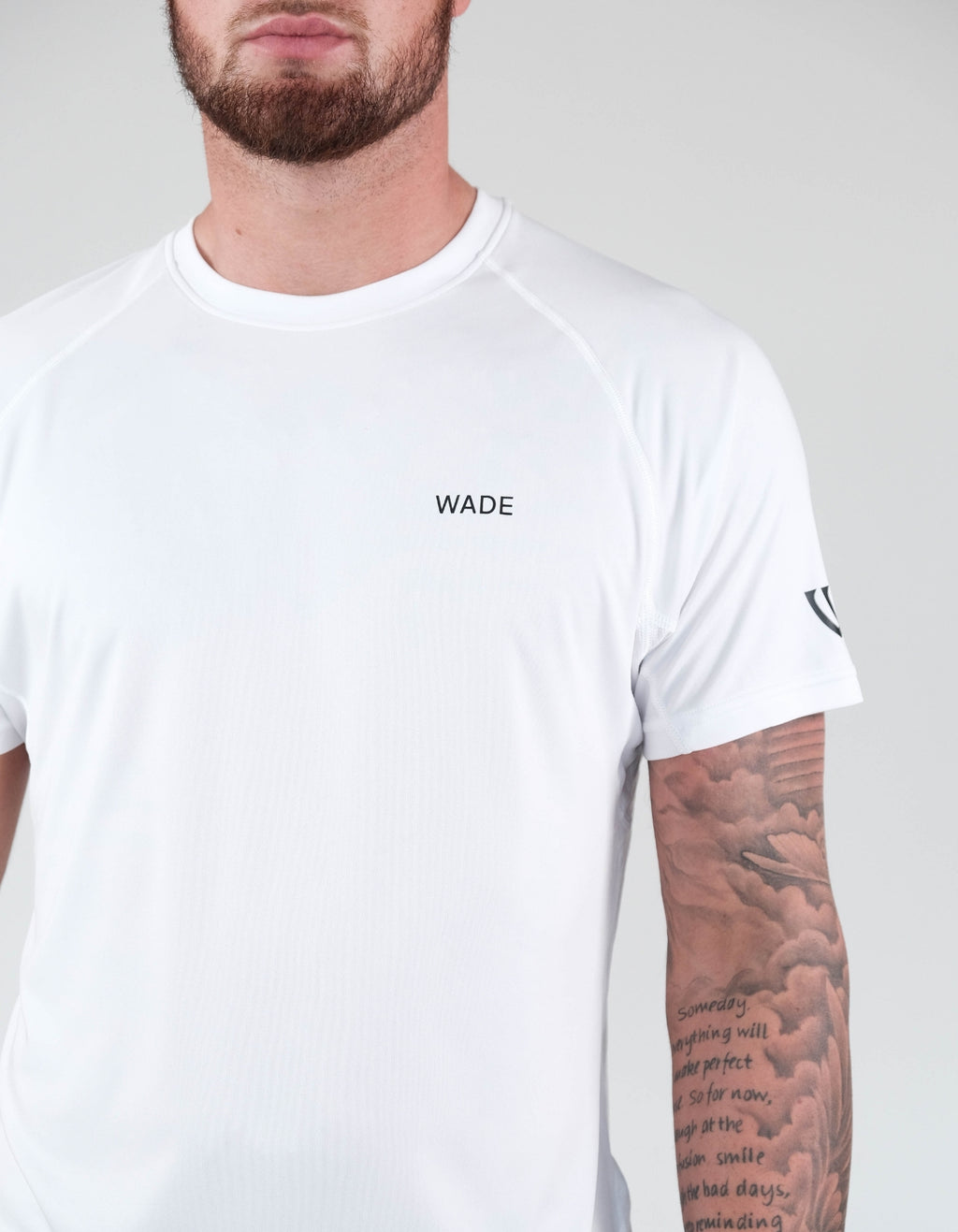 Wade panelled icon logo tee white