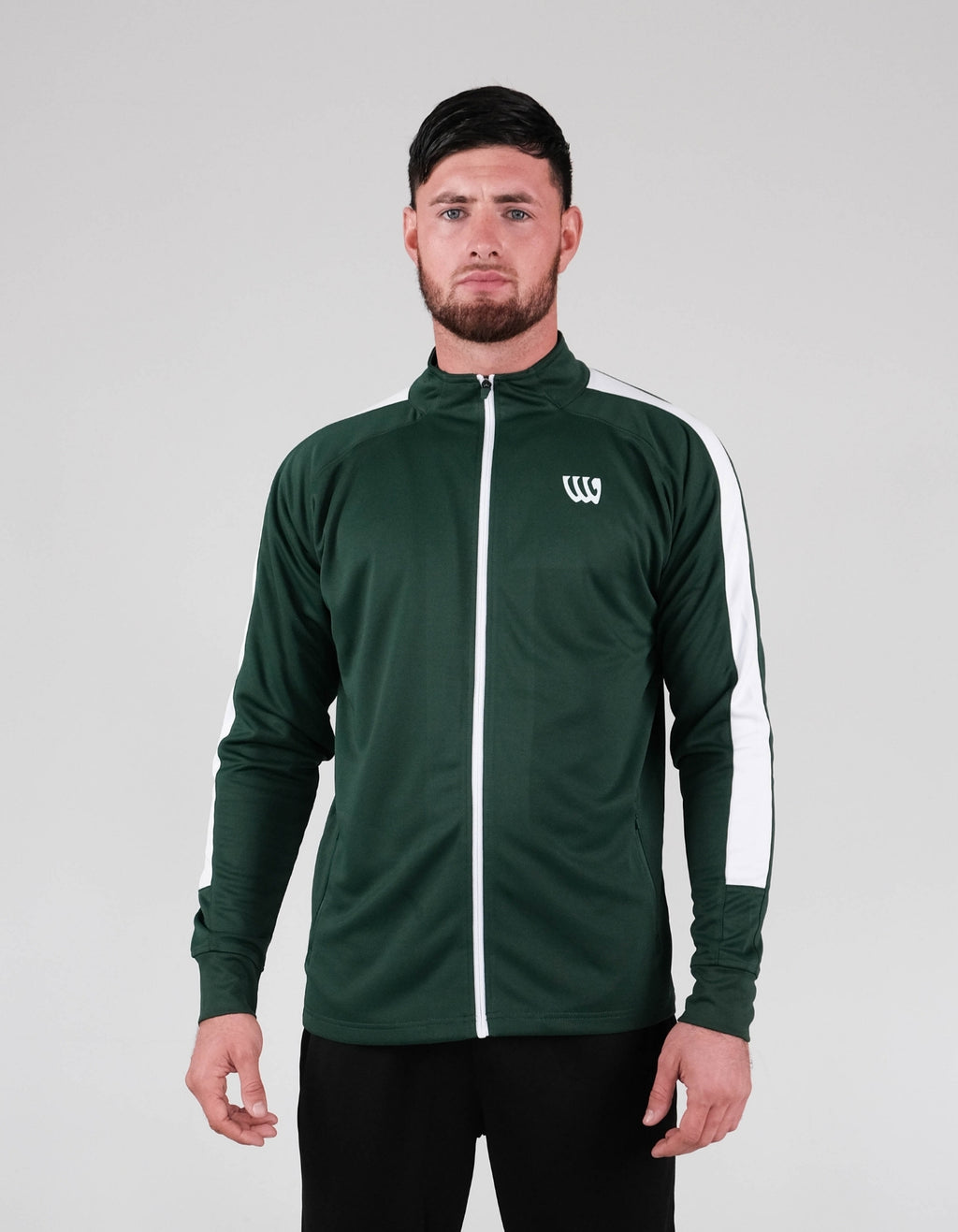 Wade Core Track Jacket White full zip wade green
