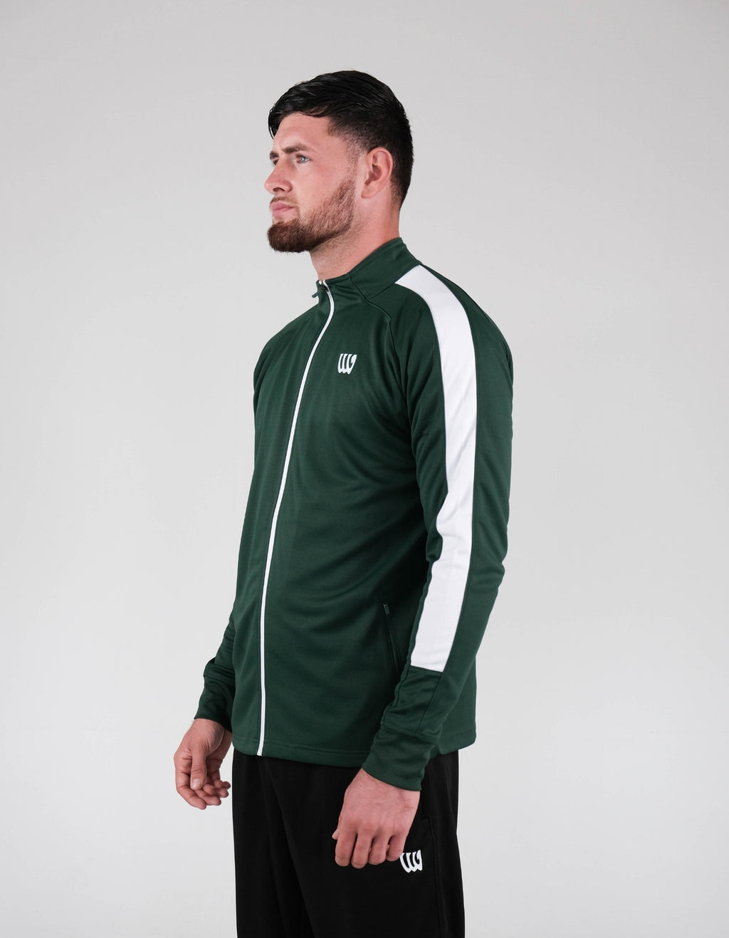 Wade Core Track Jacket White full zip wade green
