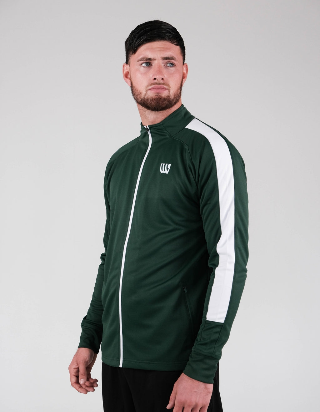 Wade Core Track Jacket White full zip wade green