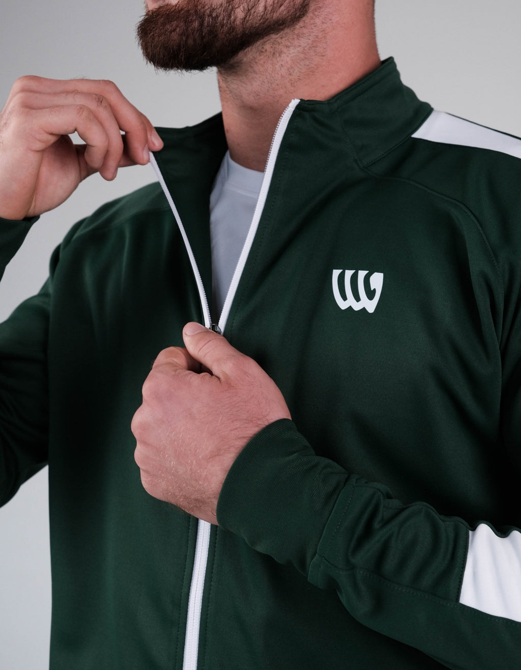Wade Core Track Jacket White full zip wade green